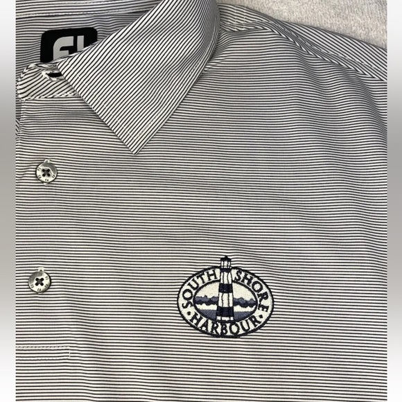 Footjoy FJ Men's Size XL Gray Striped Short Sleeve Polo Golf Shirt - Picture 4 of 8